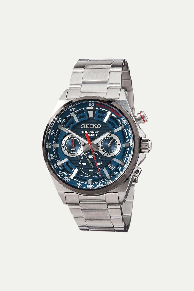 Seiko Essentials Stainless Steel Blue Dial Chronograph SSB407 by 1881