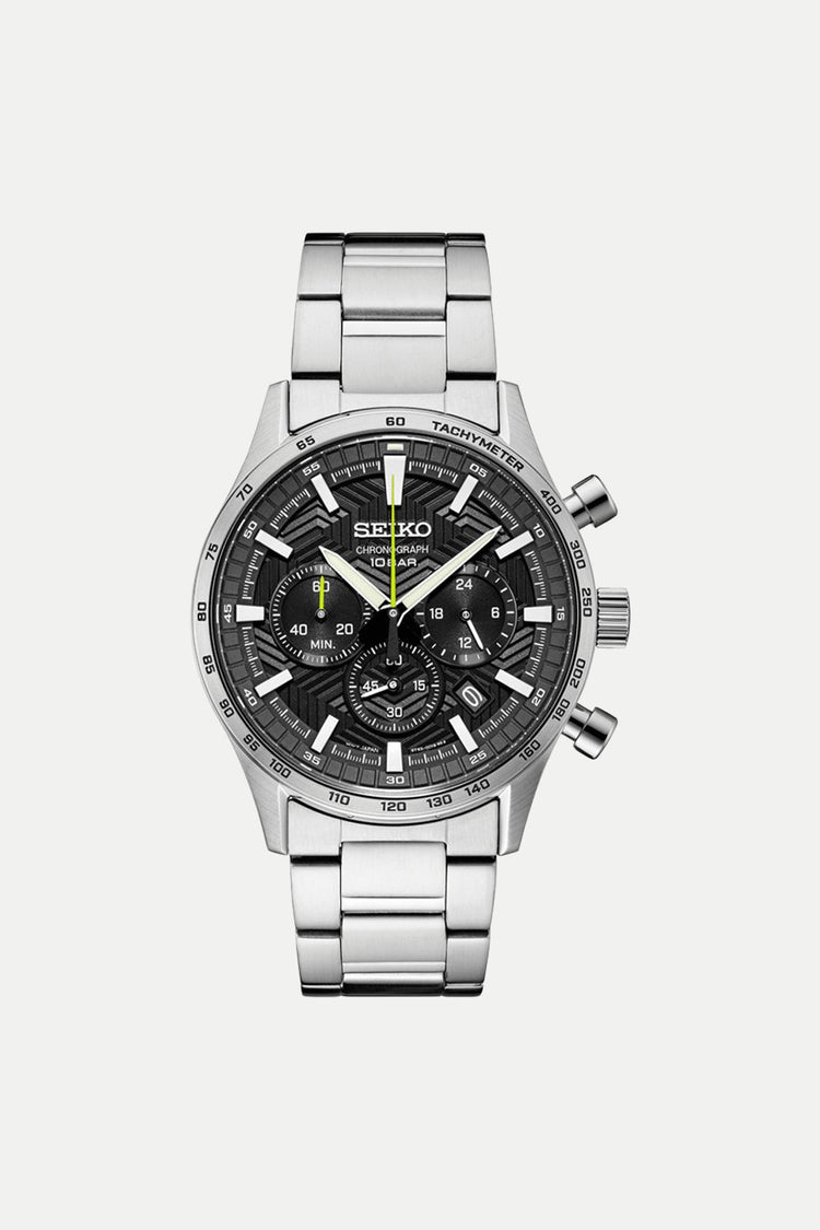 Seiko Essentials Quartz Chronograph Black Dial SSB413 