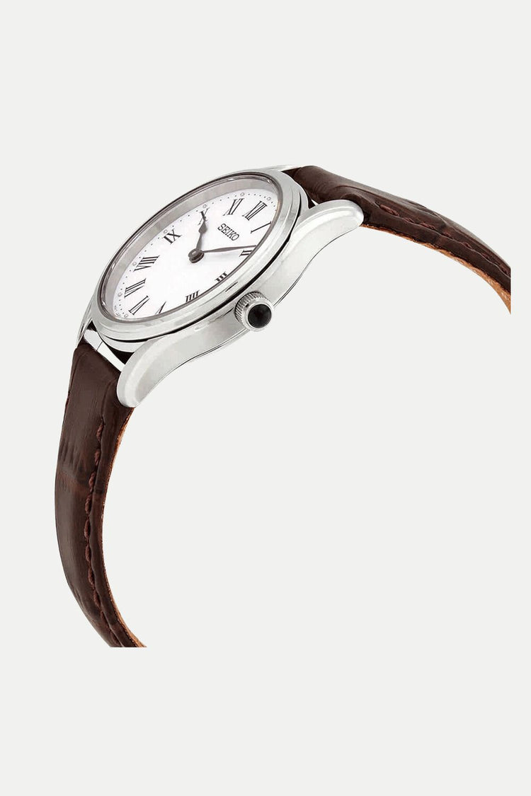 Seiko Quartz White Dial Brown Leather SWR071P1